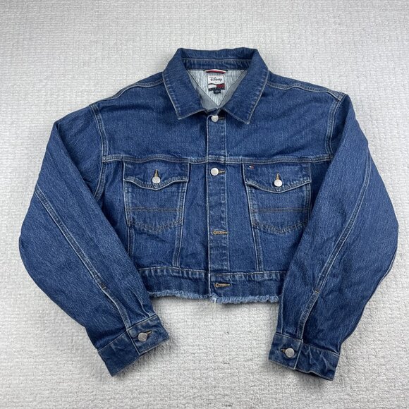 Tommy Hilfiger x Disney Mickey Mouse embroidery Wom  Sz XXL Crop Jean Jacket - Picture 7 of 16